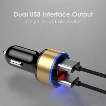 Car Charger 5V 3.1A With LED Display Universal Dual Usb Phone Car-Charger for Xiaomi Samsung S8 iPhone X 8 Plus Huawei Charger