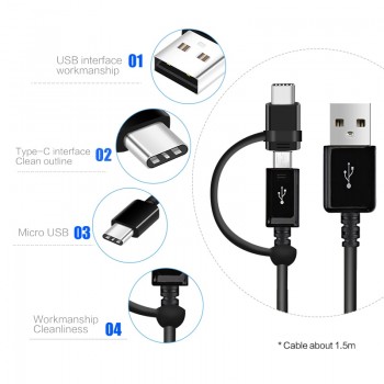 Samsung Galaxy Note9 S9 S8 plus Fast Car Charger 18W 9V2A Original Micro USB Cable 2 in 1 USB Type C Cable Note8 S7 S9plus Note8