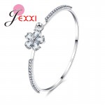 Giemi   925 Sterling Silver Bangles Engagement Decoration Pretty Bridal Wedding Jewelry Women/Girls Cubiz Zircon Flower Bracelet