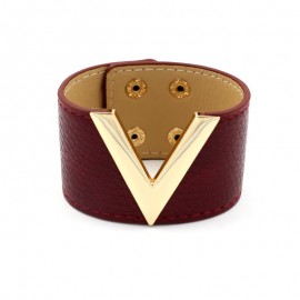 Women Fashion Pop V Word Simple Wide Leather Hand Bracelet Classic All match Punk Ladies Bangle Jewelry