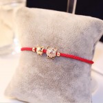Fashion Cute Pig Adjueable Bracelet Braided Bracelets for Women Waven Lucky Red Rope Chain Rose Gold Color Bangles Jewelry