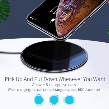 Essager 10W Qi Wireless Charger for iPhone X XS Max 8 Samsung S9 Huawei P20 Pro Glass Wirless Charger Fast Wireless Charging Pad