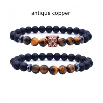 2 Pcs/set Bullfighting Strand Bracelets for Women Copper Pave Zircon Natural Stone Beads Bracelet set Jewelry Pulsera Mujer