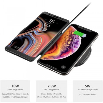CHOETECH For iPhone X XS Max 8 Plus Mobile Phone Chargers 5-Coil Dual Fast Wireless Charger For Samsung S9+ S8+ Note 9 Note 8