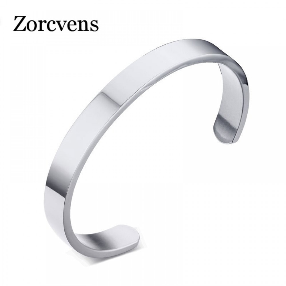 ZORCVENS Women and Men 8mm Width Surface Bracelet Bangle Stainless Steel Bracelet Men Silver/Gold/Black/Rose Gold 4 Color