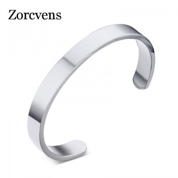 ZORCVENS Women and Men 8mm Width Surface Bracelet Bangle Stainless Steel Bracelet Men Silver/Gold/Black/Rose Gold 4 Color