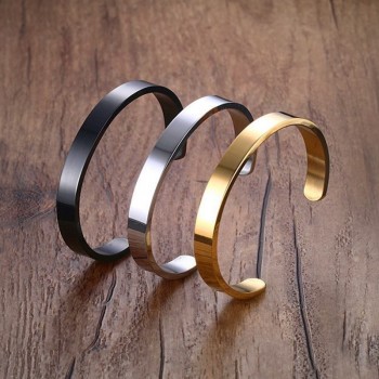 ZORCVENS Women and Men 8mm Width Surface Bracelet Bangle Stainless Steel Bracelet Men Silver/Gold/Black/Rose Gold 4 Color