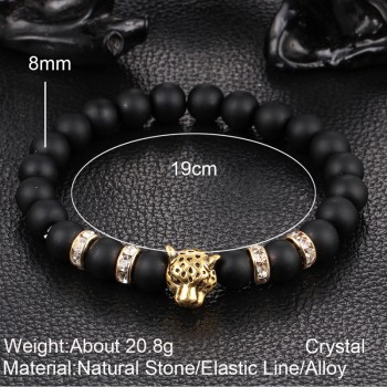 Natural stone Beads men bracelets Lucky Charm Matte Black Natural stone Beads Onyx Stone Matt Tiger Leopard Bracelets for men