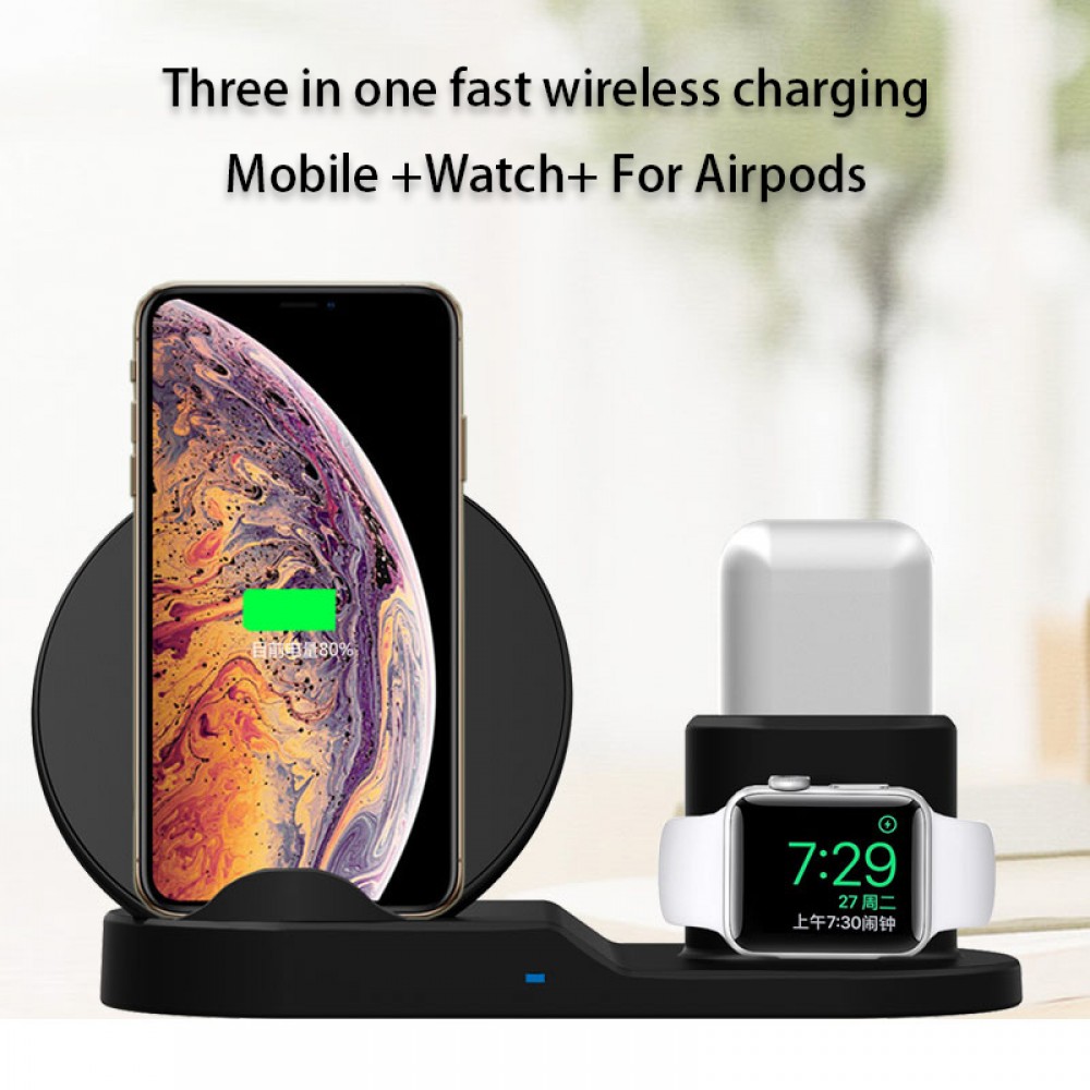 3 In 1 Fast Charge Wireless Charger For iphone XS XR XS Max Wireless Charger Dock Station For Apple Watch Series 1 2 3 4 Airpods