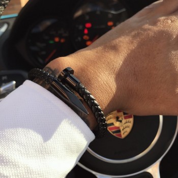 Mcllroy Bracelet Men/genuine leather/stainless steel/luxury/men bracelet charm gold nail handmade men jewelry erkek bileklik