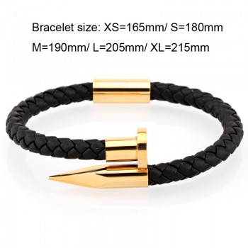 Mcllroy Bracelet Men/genuine leather/stainless steel/luxury/men bracelet charm gold nail handmade men jewelry erkek bileklik