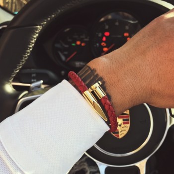 Mcllroy Bracelet Men/genuine leather/stainless steel/luxury/men bracelet charm gold nail handmade men jewelry erkek bileklik