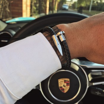 Mcllroy Bracelet Men/genuine leather/stainless steel/luxury/men bracelet charm gold nail handmade men jewelry erkek bileklik
