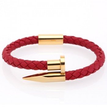 Mcllroy Bracelet Men/genuine leather/stainless steel/luxury/men bracelet charm gold nail handmade men jewelry erkek bileklik