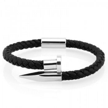 Mcllroy Bracelet Men/genuine leather/stainless steel/luxury/men bracelet charm gold nail handmade men jewelry erkek bileklik