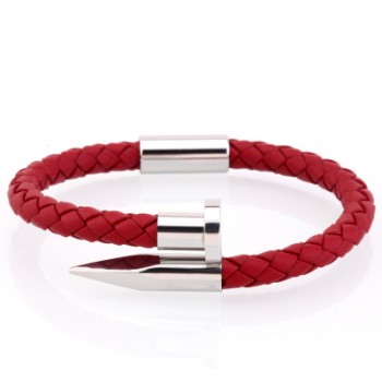 Mcllroy Bracelet Men/genuine leather/stainless steel/luxury/men bracelet charm gold nail handmade men jewelry erkek bileklik