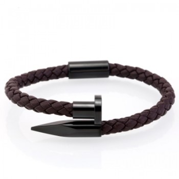 Mcllroy Bracelet Men/genuine leather/stainless steel/luxury/men bracelet charm gold nail handmade men jewelry erkek bileklik