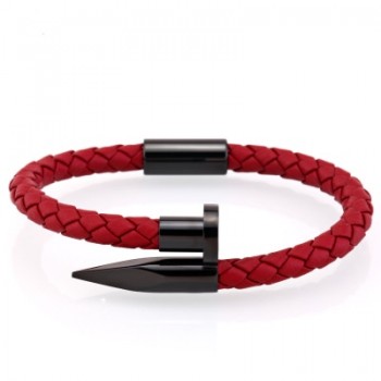 Mcllroy Bracelet Men/genuine leather/stainless steel/luxury/men bracelet charm gold nail handmade men jewelry erkek bileklik