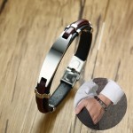 Personalized Personalized ID Tag Leather Bracelet Engraved Custom Text Customized Men Braslet for Male Brackelts Armband Jewelry