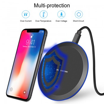DSmilk Wireless Charger Pad with LED Light 5W Charging for iPhone 7 8 X XS Samsung XiaoMi Charge Mobile Phone USB QI Device