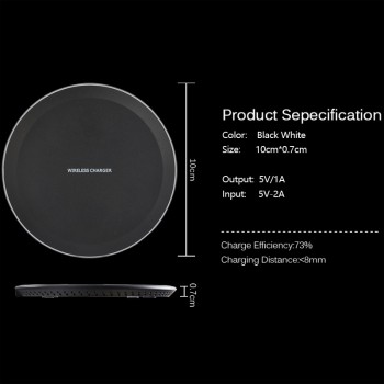 DSmilk Wireless Charger Pad with LED Light 5W Charging for iPhone 7 8 X XS Samsung XiaoMi Charge Mobile Phone USB QI Device