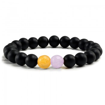 Trendy Couple Distance Bracelets Charm Women Black Lave Black White Natural Stone Beaded Strand Bracelets Yoga Sports Jewelry