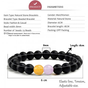 Trendy Couple Distance Bracelets Charm Women Black Lave Black White Natural Stone Beaded Strand Bracelets Yoga Sports Jewelry