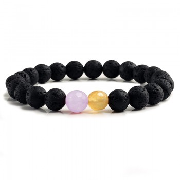 Trendy Couple Distance Bracelets Charm Women Black Lave Black White Natural Stone Beaded Strand Bracelets Yoga Sports Jewelry