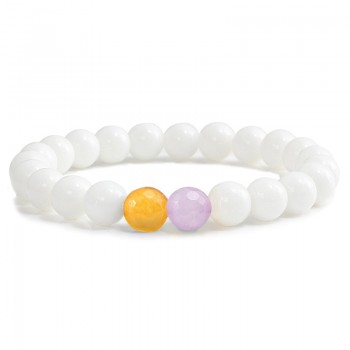 Trendy Couple Distance Bracelets Charm Women Black Lave Black White Natural Stone Beaded Strand Bracelets Yoga Sports Jewelry