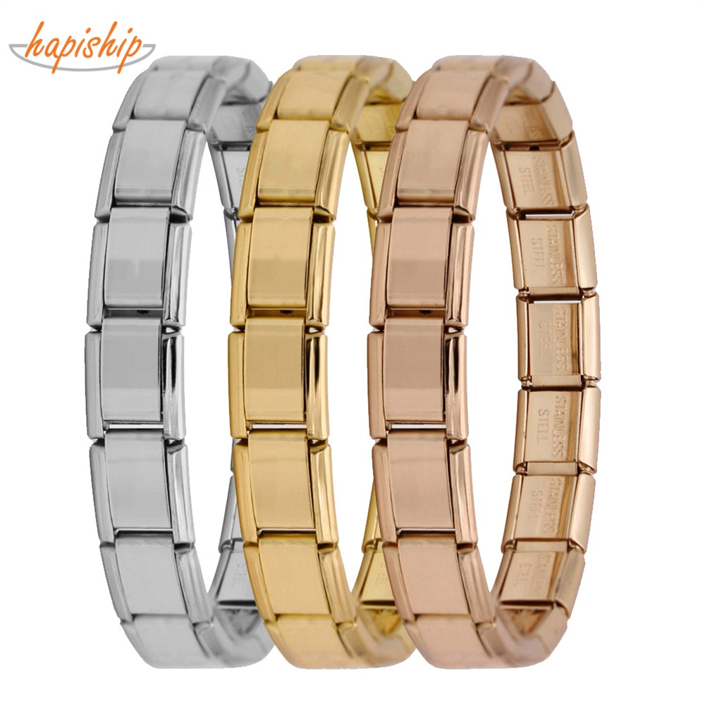 Hapiship 2018 Womens Jewelry 9mm Width Itanlian Elastic Charm Bracelet  Fashion Silver Stainless Steel Bangle ST-Silver