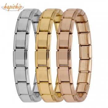 Hapiship 2018 Womens Jewelry 9mm Width Itanlian Elastic Charm Bracelet  Fashion Silver Stainless Steel Bangle ST-Silver