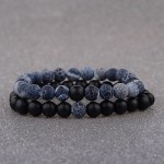 Amader 2018 Couple Bracelet Womens Weathered Onyx Stone Beaded Elastic Distance Bracelet Lover Men Bileklik Pulseras AB242