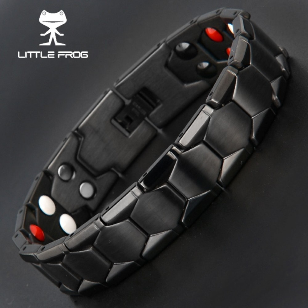LITTLE FROG Health Magnetic Therapy Bracelet Men Jewelry Black 316L Stainless Steel 4 Elements Bracelets amp; Bangles 10239