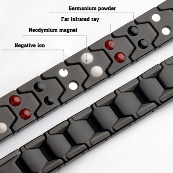 LITTLE FROG Health Magnetic Therapy Bracelet Men Jewelry Black 316L Stainless Steel 4 Elements Bracelets amp; Bangles 10239
