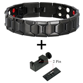 LITTLE FROG Health Magnetic Therapy Bracelet Men Jewelry Black 316L Stainless Steel 4 Elements Bracelets amp; Bangles 10239