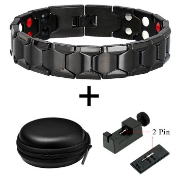 LITTLE FROG Health Magnetic Therapy Bracelet Men Jewelry Black 316L Stainless Steel 4 Elements Bracelets amp; Bangles 10239
