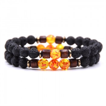 Couple bracelet set natural Stone bracelet/beads/lava/homme/fashion/bangles Bracelet Men Wooden bead mala bracelets Accessorie J