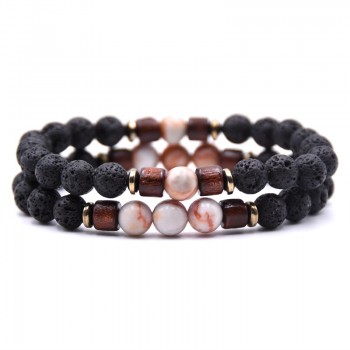 Couple bracelet set natural Stone bracelet/beads/lava/homme/fashion/bangles Bracelet Men Wooden bead mala bracelets Accessorie J