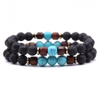 Couple bracelet set natural Stone bracelet/beads/lava/homme/fashion/bangles Bracelet Men Wooden bead mala bracelets Accessorie J