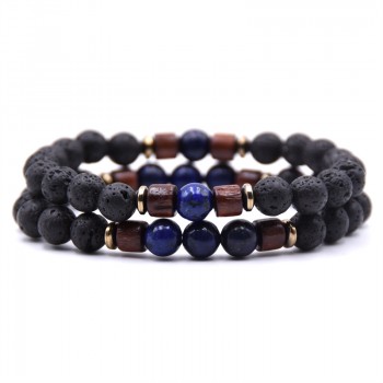 Couple bracelet set natural Stone bracelet/beads/lava/homme/fashion/bangles Bracelet Men Wooden bead mala bracelets Accessorie J