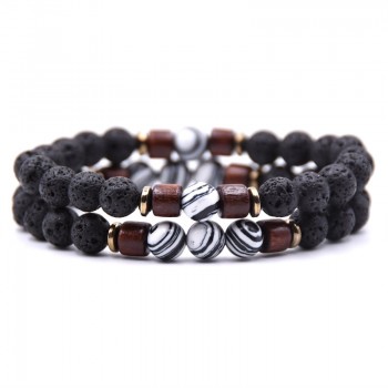 Couple bracelet set natural Stone bracelet/beads/lava/homme/fashion/bangles Bracelet Men Wooden bead mala bracelets Accessorie J