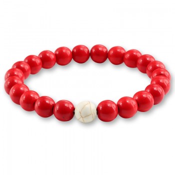New Red Natural Turquoises Stone Charm 8mm Men Strand Bracelet Femme Round Beads Buddha Bracelets For Women Pulseira Jewelry