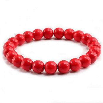 New Red Natural Turquoises Stone Charm 8mm Men Strand Bracelet Femme Round Beads Buddha Bracelets For Women Pulseira Jewelry