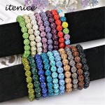 Itenice Fashion Jewelry Handmade Crystal Shambala Bangles Strand Shambala Charm Rhinestone Stone Chain Beads Bracelets For Women