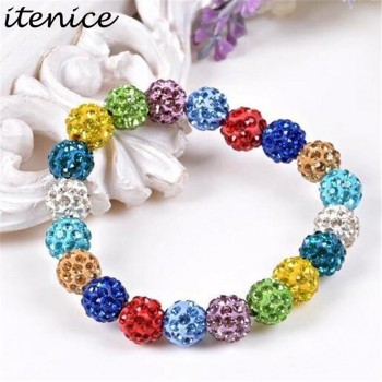 Itenice Fashion Jewelry Handmade Crystal Shambala Bangles Strand Shambala Charm Rhinestone Stone Chain Beads Bracelets For Women