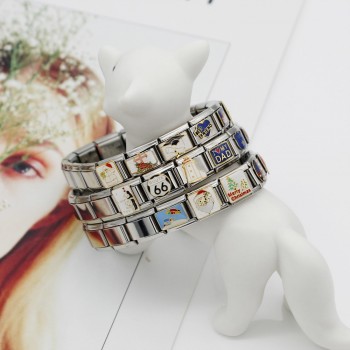 Hapiship 9mm Width Original Daisy Cake Jesus Christmas Lovers Police Italian Charm Fit Bracelet Stainless Steel Link Making DJ43