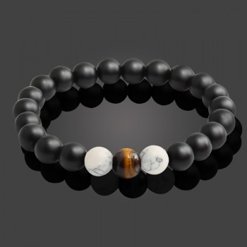 Black Lava Natural Stone Beads Bracelets for Women Vintage Design Volcanic Rock Tiger Eye Bead Strand Bracelet Men Jewelry Gifts
