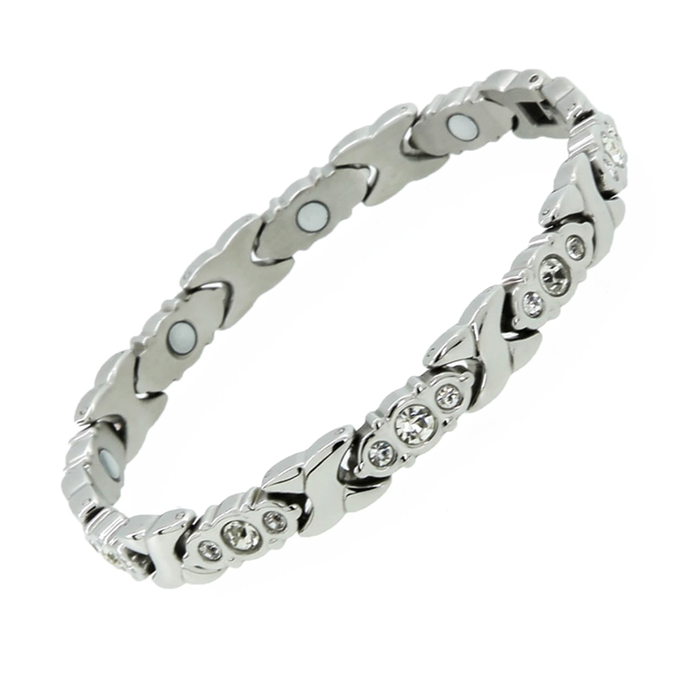 Elegant  Women Stainless Steel Magnetic Balance Bracelets Health Charm Bracelets Hologram Bangles