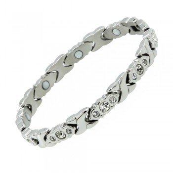 Elegant  Women Stainless Steel Magnetic Balance Bracelets Health Charm Bracelets Hologram Bangles