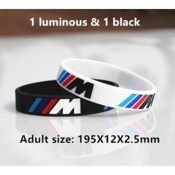 Hot Sale 2pcs Logo Engrave Fashion Bracelets Sport M Power Black Silicone Wristband BMW Club Fans M3 M5 M6 Series White Bangles
